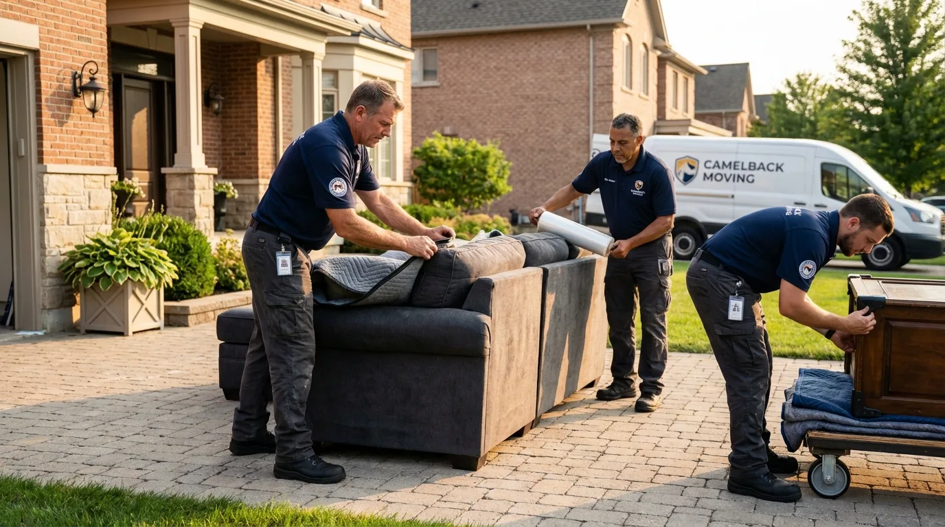 Large estate moving crew wrapping furniture in Norlina, NC