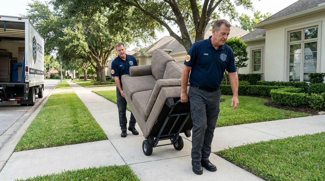 Local residential moving crew loading furniture in Norlina, NC